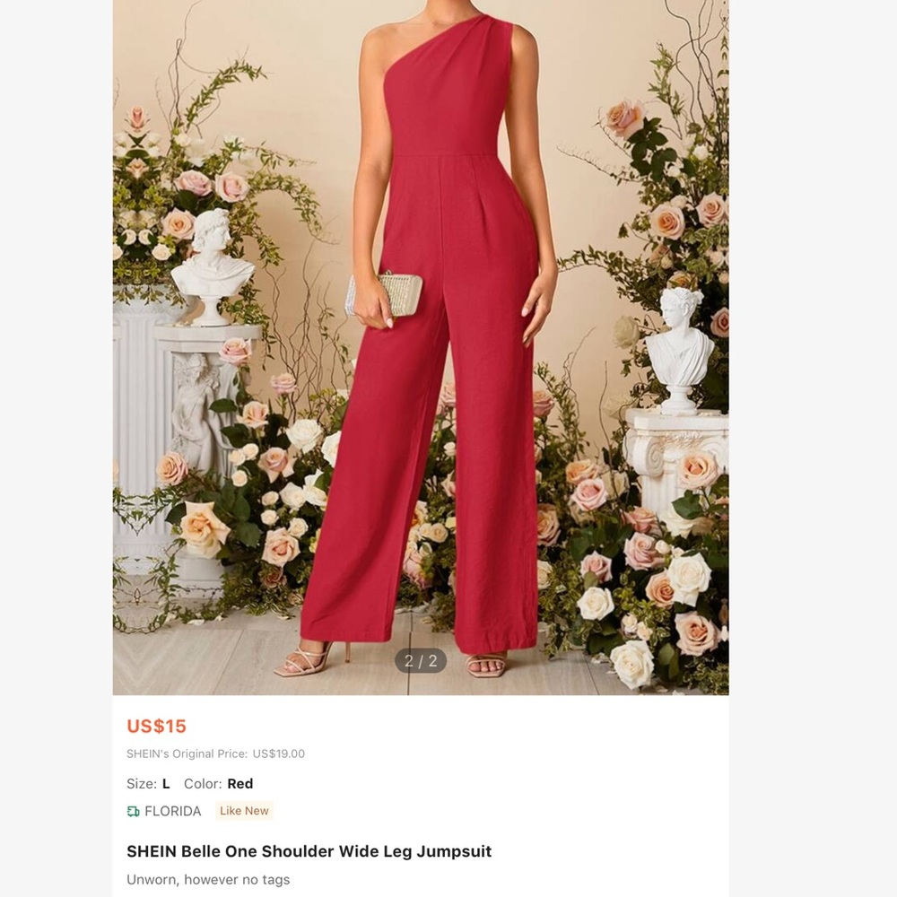 One shoulder, wide-legged jumpsuit